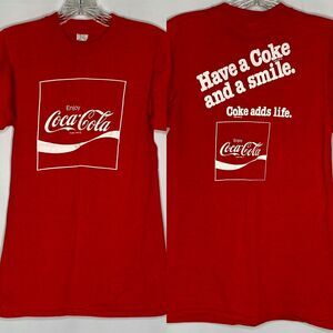 Coke Vintage T Shirt Size Small 1980s Have A Coke And A Smile Red